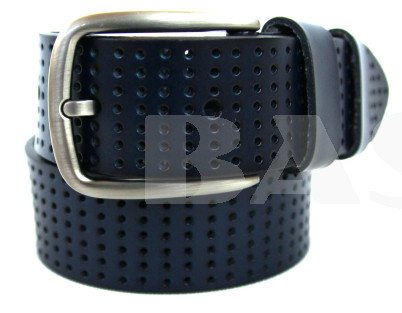 Синий ремень из натуральной кожи 126 см/ 37мм