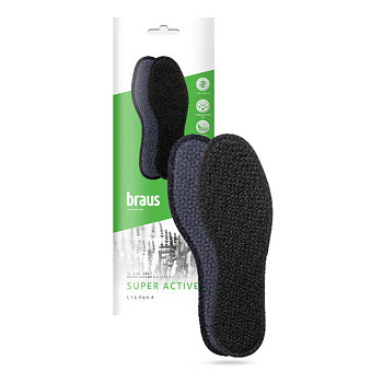 BRAUS Стельки SUPER ACTIVE  (х/б ткань+акт.уголь+латекс) БЕЗРАЗМЕРНЫЕ.