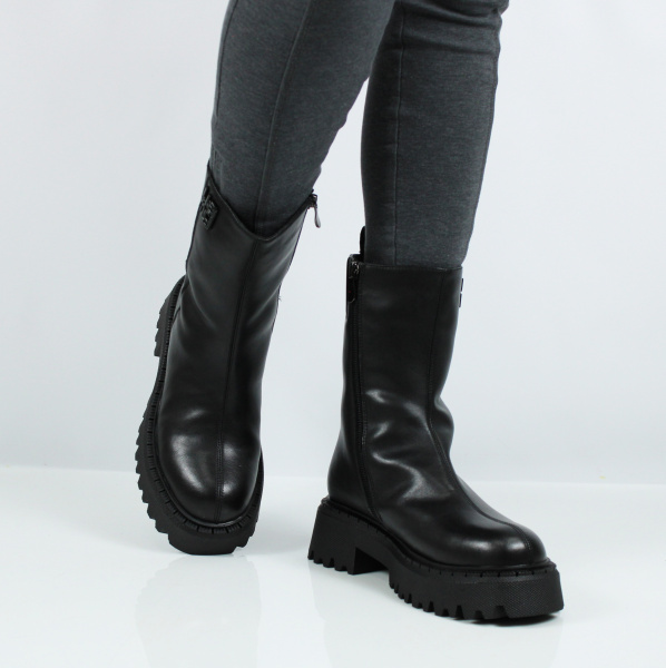 LUKME, 22W18-97-101Z, Полусапоги жен. нат.кожа/шерсть/резина/черный (10-23)