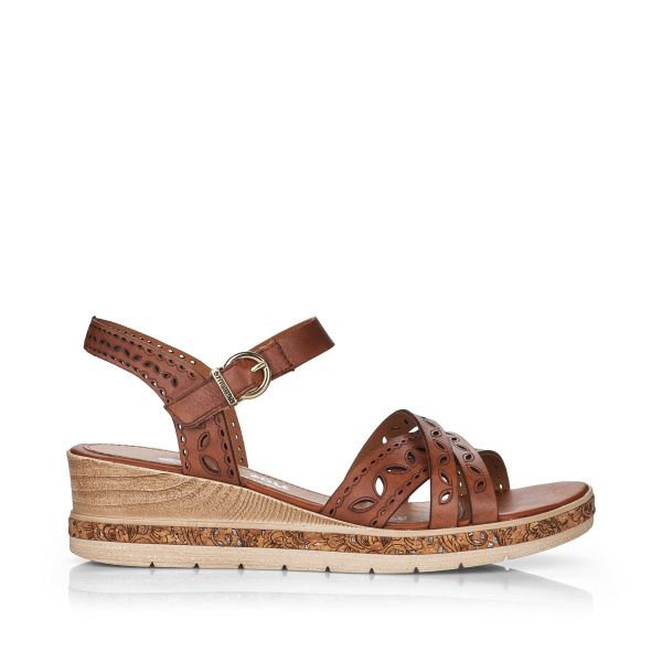 Коричневые босоножки на танкетке REMONTE