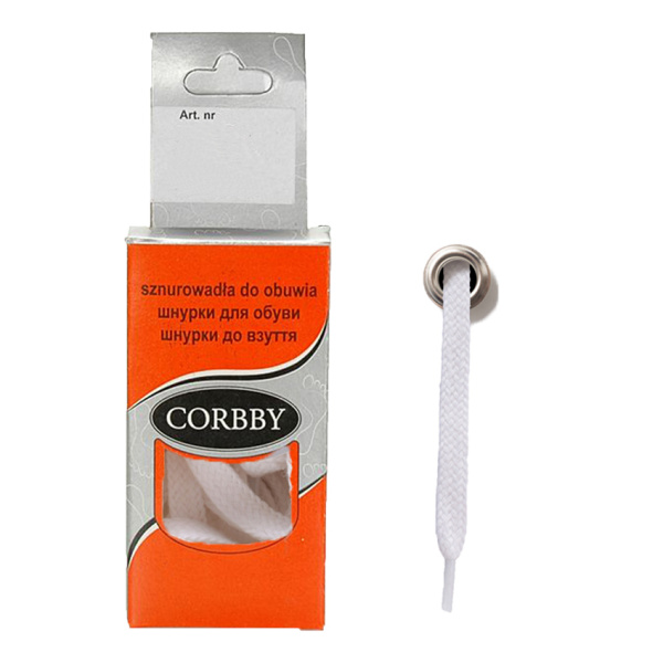 Шнурки CORBBY 150 см плоские БЕЛЫЕ