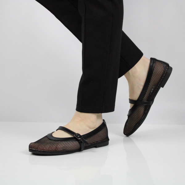 ABRICOT чёрные сетчатые балетки