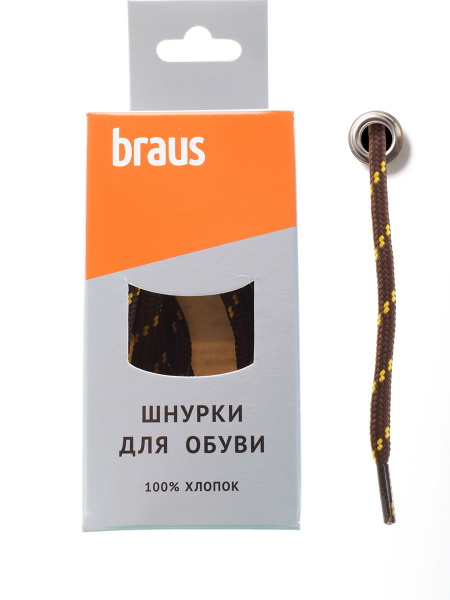 Шнурки BRAUS 180см толстые КОРИЧНЕВО-ЖЕЛТЫЕ