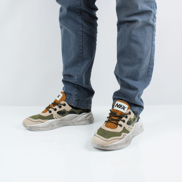 Кроссовки из нубука комбинированных цветов NexPero