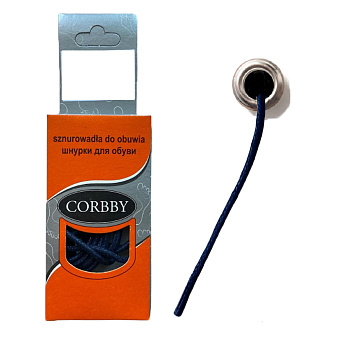 Шнурки CORBBY  60 см тонкие с пропиткой СИНИЕ