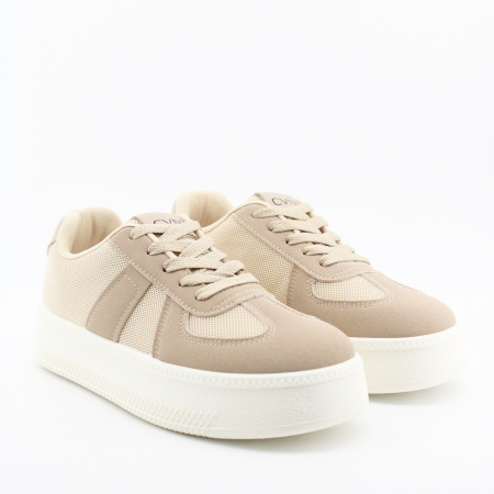 COVANI SPORT кеды на высокой подошве бежевого цвета