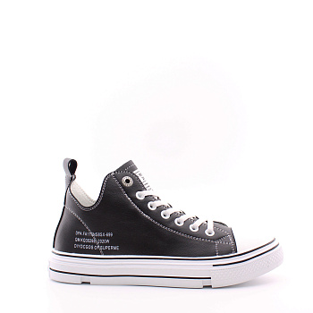 Высокие черно-белые кеды с резиновыми шнурками TOFA