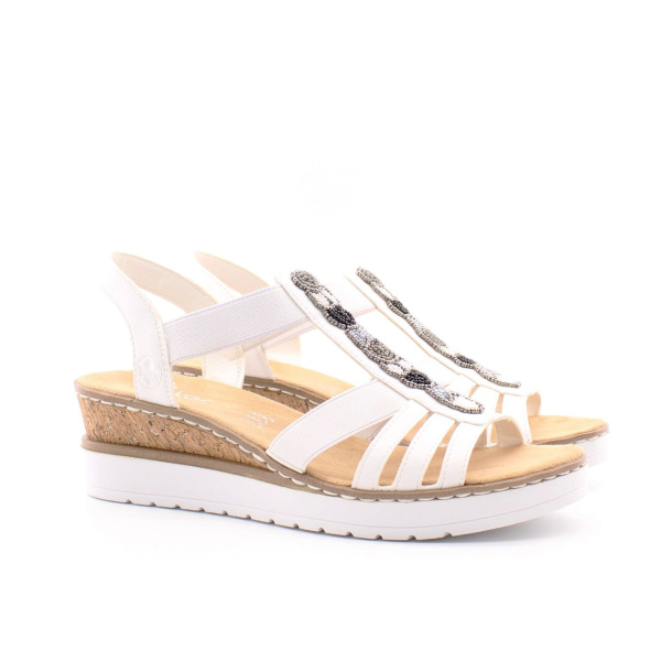 Босоножки на танкетке с бисером на союзке RIEKER