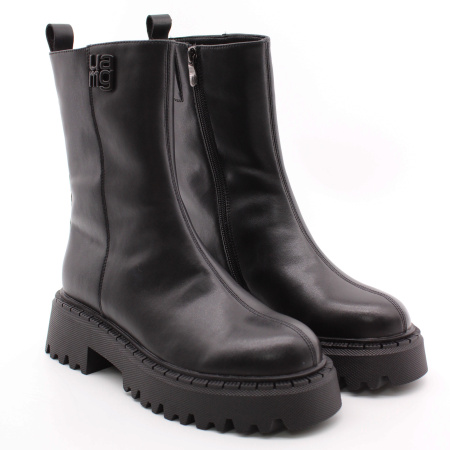 LUKME, 22W18-97-101Z, Полусапоги жен. нат.кожа/шерсть/резина/черный (10-23)