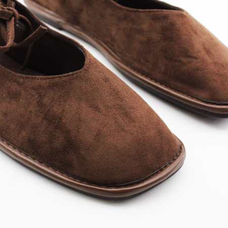 ABRICOT коричневые велюровые балетки