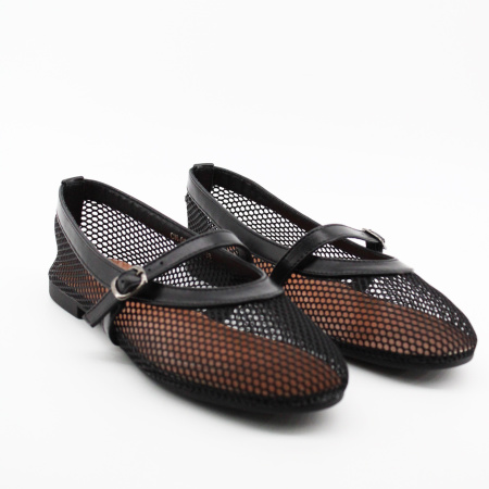 ABRICOT чёрные сетчатые балетки