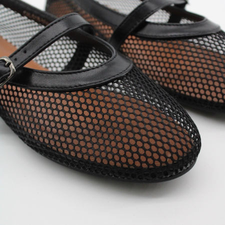 ABRICOT чёрные сетчатые балетки