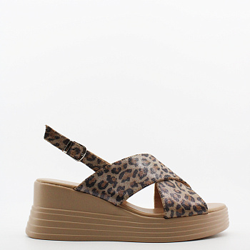 SPUR босоножки леопардовые на танкетке