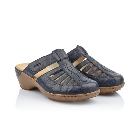 Синие кожаные мюли RIEKER