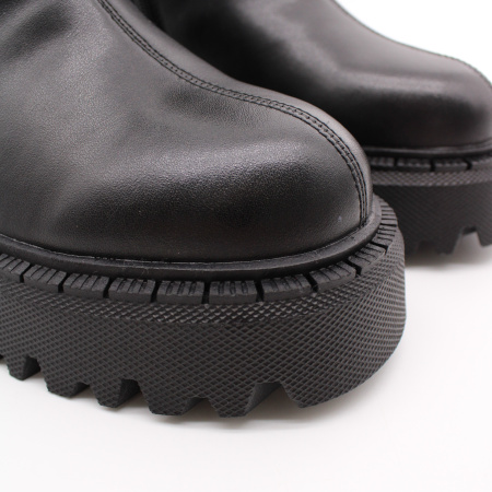 LUKME, 22W18-97-101Z, Полусапоги жен. нат.кожа/шерсть/резина/черный (10-23)