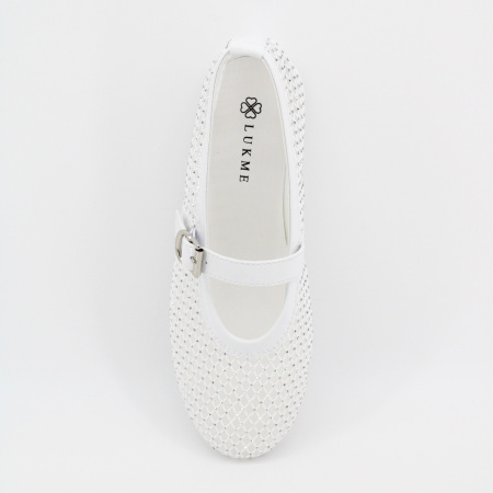 LUKME белые балетки с стразами