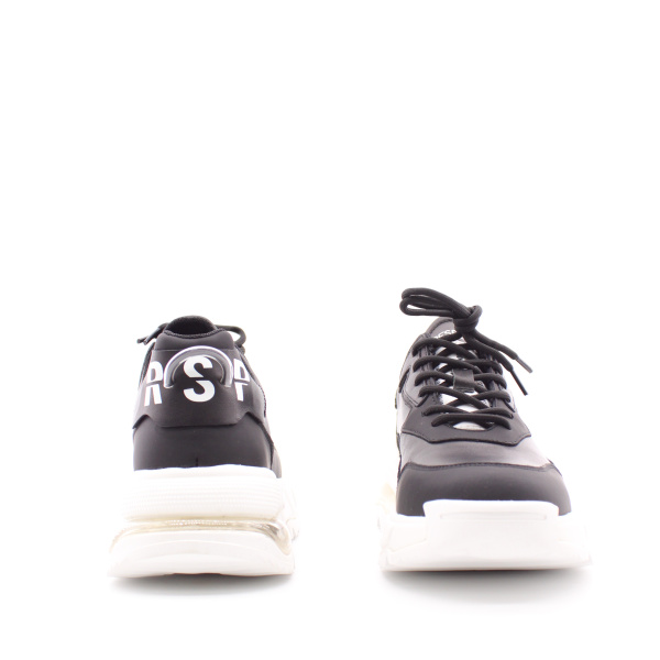 Черные кожаные кроссовки на белой подошве RESPECT