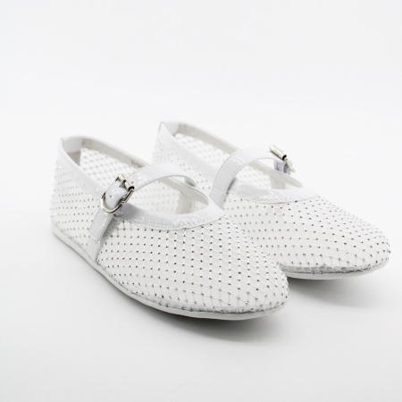 LUKME белые балетки с стразами