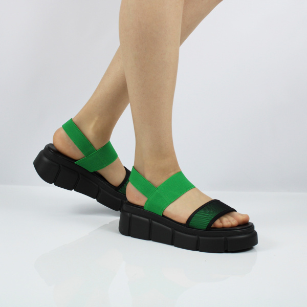 BETSY чёрно-зеленые босоножки на платформе
