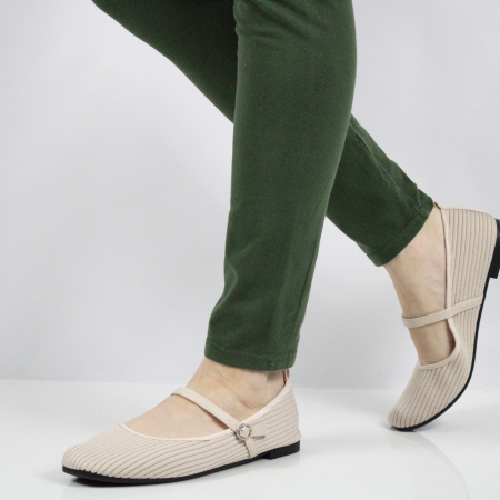 SPUR бежевые текстильные балетки мэри-джейн