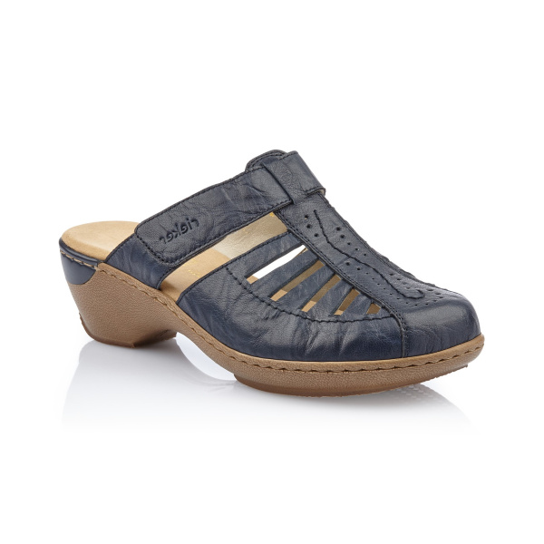 Синие кожаные мюли RIEKER