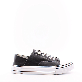 Чёрно-белые кожаные кеды TOFA