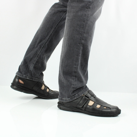 SHOIBERG, 739-55-04-01, Сандалии муж. нат.кожа/текстиль/черный (06-22)