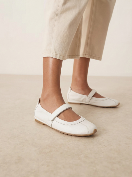 TAMARIS белые кожаные балетки
