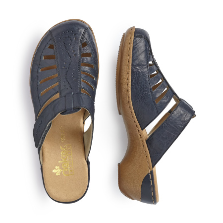 Синие кожаные мюли RIEKER