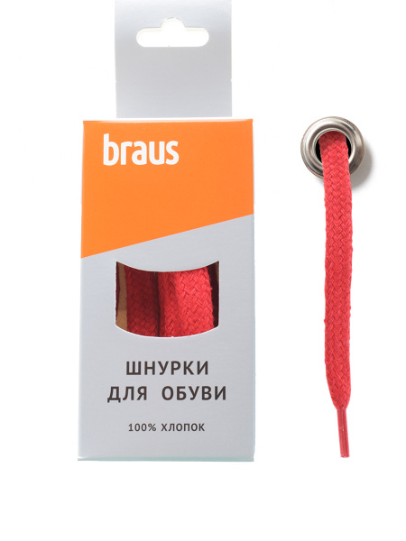 Шнурки BRAUS 90см плоские красный